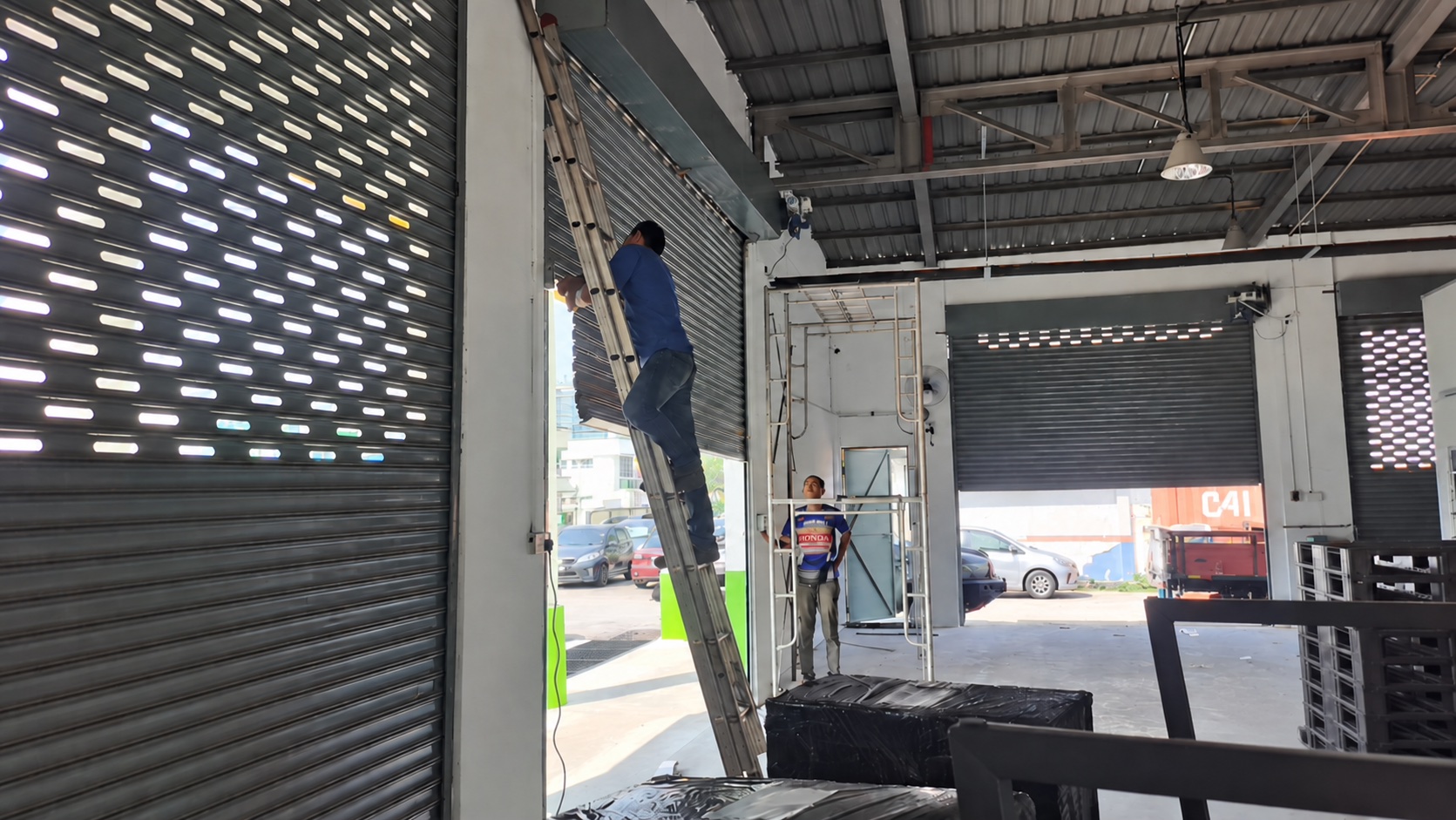 Perforated shutter curtains and installation work